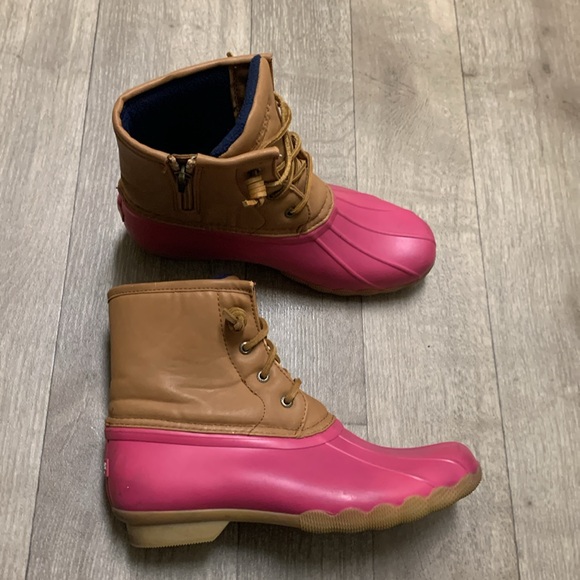 Girls Sperry Saltwater‎ Duck Rain Winter Lace Up Ankle Boots - Picture 1 of 9